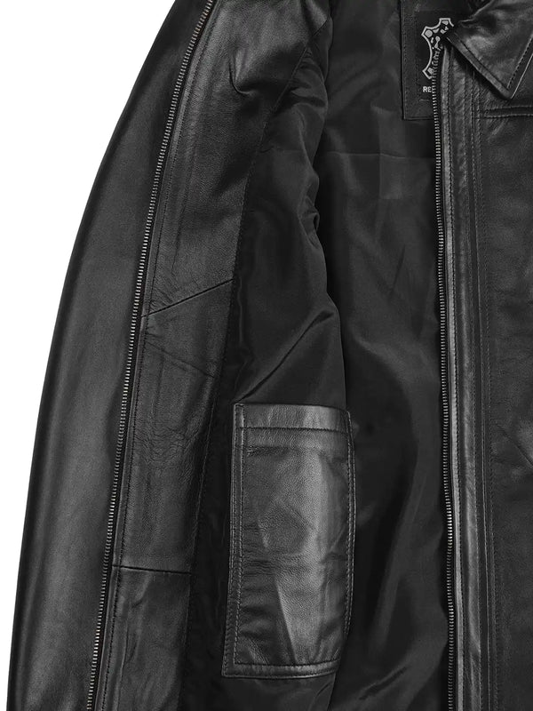 Marsha Women's Leather Black Car Coat