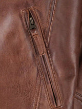 Johnson Men's Cognac Brown Quilted Biker Leather Jacket