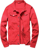 Mens Denim Jacket Ripped Slim Jean Jacket Coat