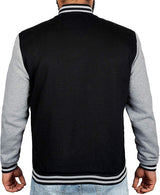 Men’s Black Varsity Baseball Jacket – Grey Sleeves Bomber Style