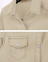 Women's 3/4 Sleeve Denim Crop Tie Knot Shirt