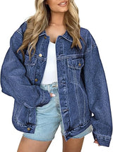 Women's Oversized Denim Jacket - Loose Fit Jean Jacket