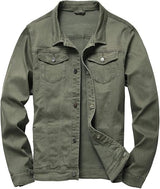 Mens Denim Jacket Ripped Slim Jean Jacket Coat