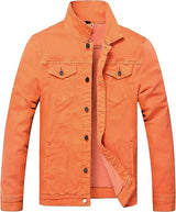 Mens Denim Jacket Ripped Slim Jean Jacket Coat