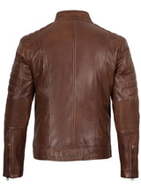 Austin Men's Cognac Brown Cafe Racer Leather Jacket