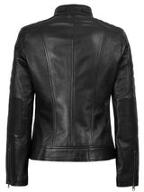 Austin Women's Black Cafe Racer Style Leather Jacket