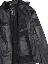 Clinton Men's Black Cafe Racer Leather Jacket