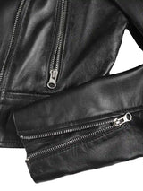 Colleen Women’s Cropped Black Biker Style Leather Jacket