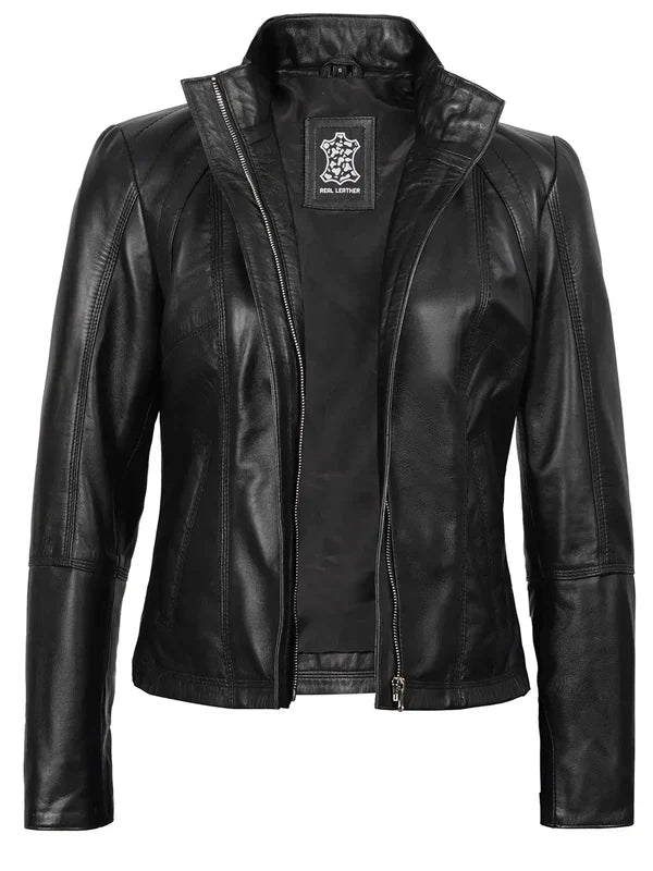 Acerra Women's Black Biker Style Jacket