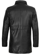 Bristol Men's Black Leather Car Coat