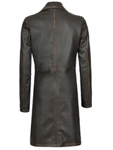 Bryson Women's Rub Off Dark Brown Leather Long 3/4 Coat