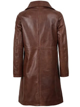 Women's Cognac Brown Real Leather 3/4 Length Coat