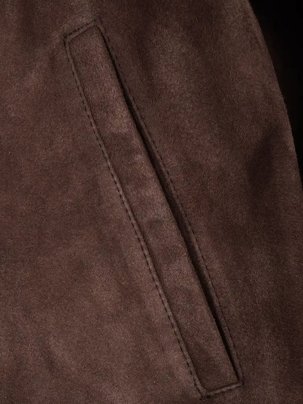Adamsville Mens Dark Brown Suede Bomber Jacket