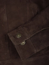 Logan Men's Dark Brown Suede Trucker Jacket