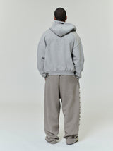 Embossed 90s Fit Fleece Zip-Up Hoodie