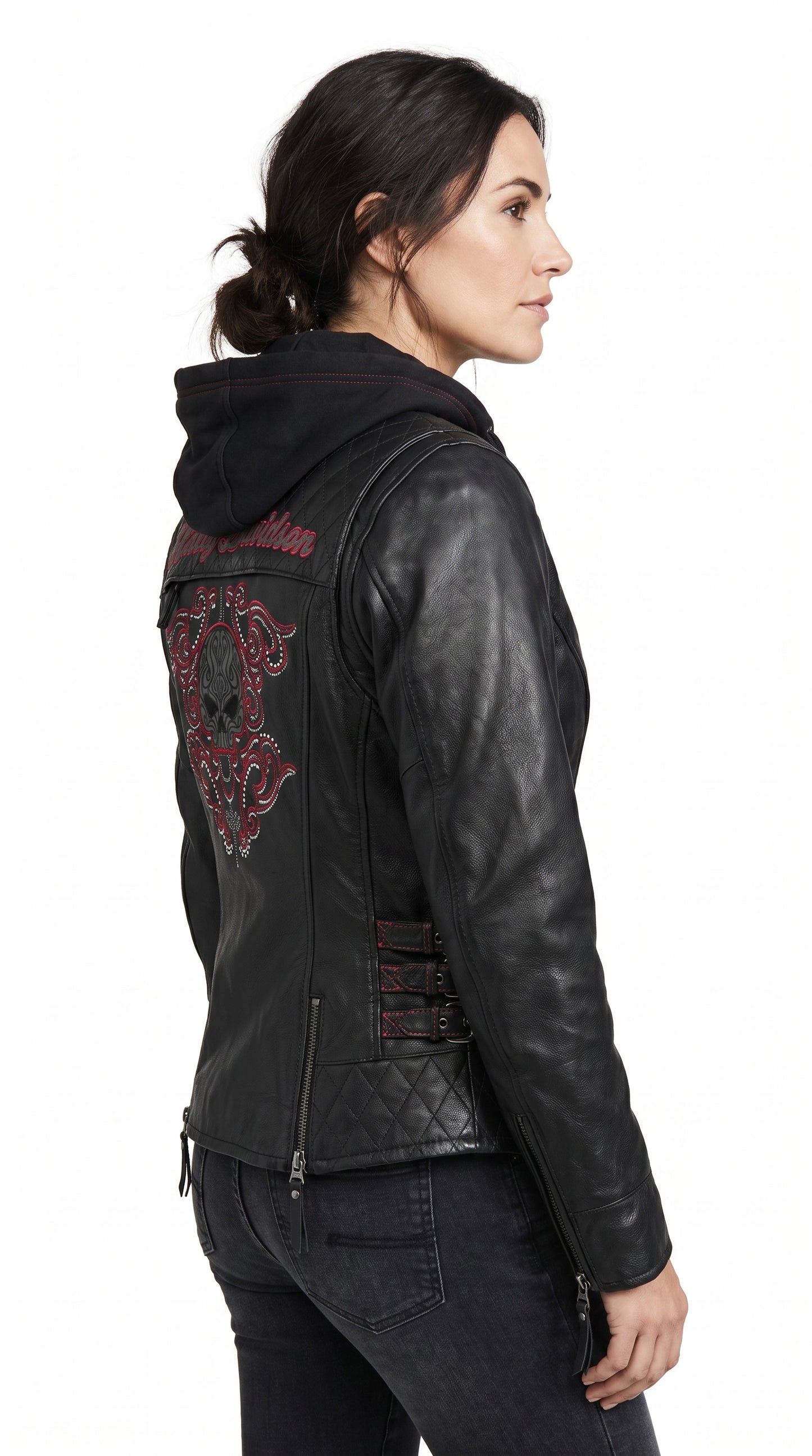 Harley Davidson Women’s Scroll Skull Leather Jacket