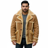 Men's Genuine Leather Shearling Fur Lined Winter Jacket – Warm Sheepskin Coat
