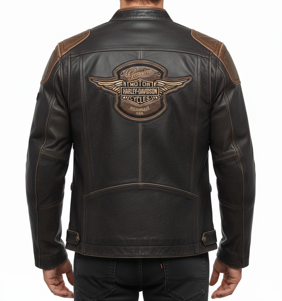 Harley-Davidson Men's Trostel Triple Vent System Leather Jacket, Biker Leather Jacket