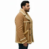 Men's Genuine Leather Shearling Fur Lined Winter Jacket – Warm Sheepskin Coat