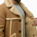 Men's Genuine Leather Shearling Fur Lined Winter Jacket – Warm Sheepskin Coat