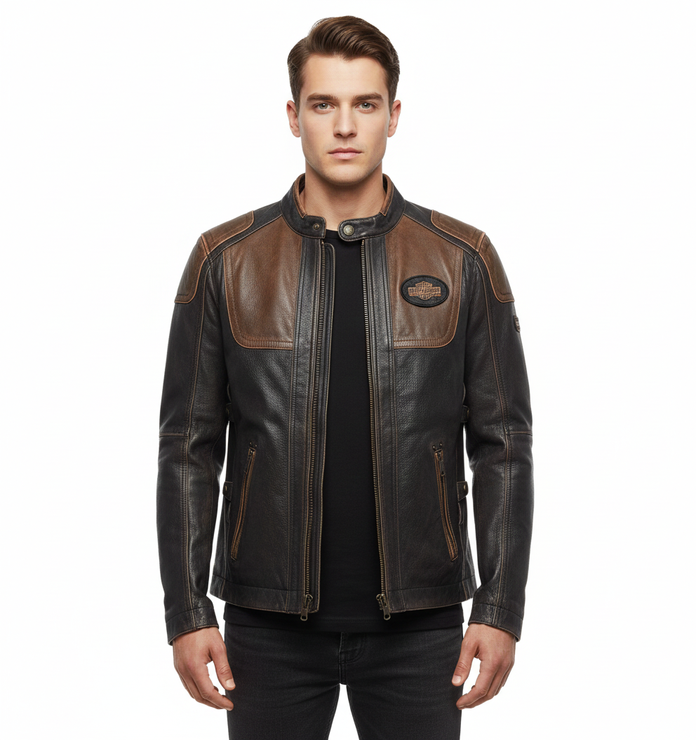 Harley-Davidson Men's Trostel Triple Vent System Leather Jacket, Biker Leather Jacket