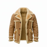 Men's Genuine Leather Shearling Fur Lined Winter Jacket – Warm Sheepskin Coat