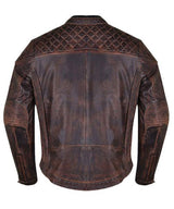 Classic Vintage Leather Jacket with Quilted Shoulders