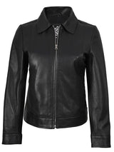 Women's Harrington Style Black Real Leather Jacket