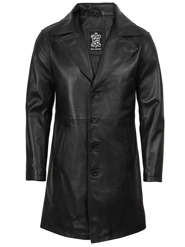 Jackson Men's Black 3/4 Length Real Leather Car Coat