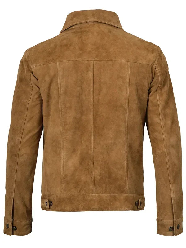 Logan Light Brown Suede Trucker Jacket