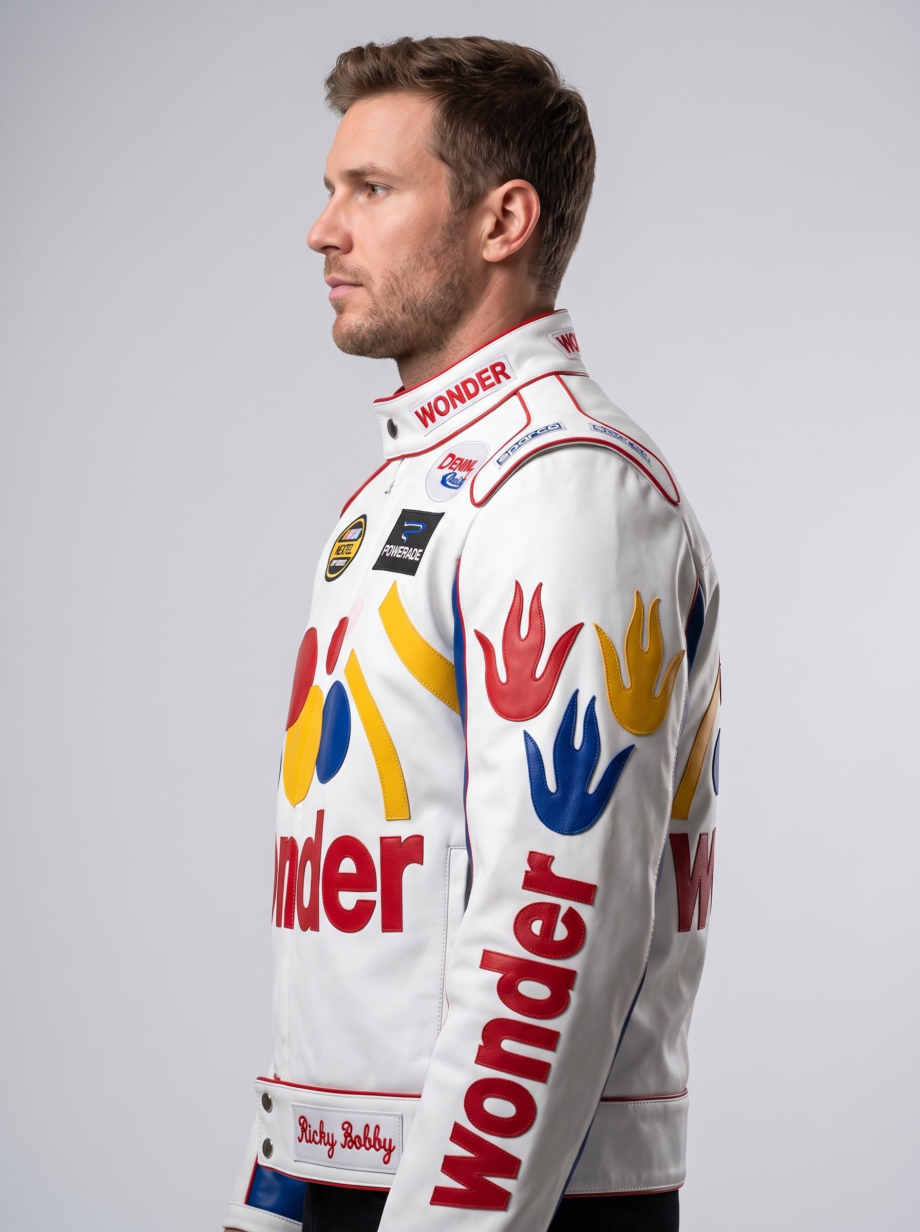 Ricky Bobby Inspired Racing Jacket – Premium Men's Motorsport Style Leather Jacket