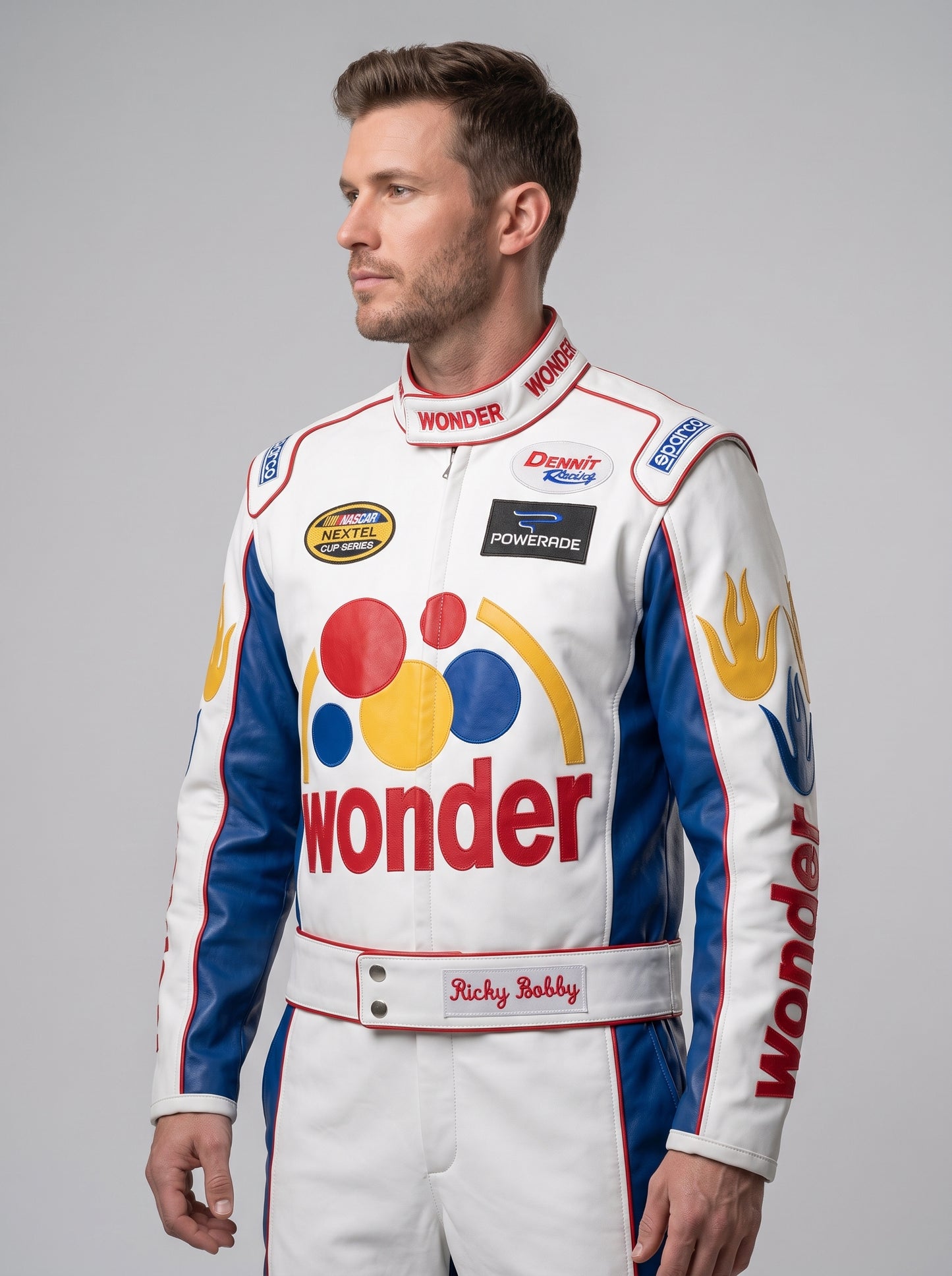 Ricky Bobby Inspired Racing Jacket – Premium Men's Motorsport Style Leather Jacket