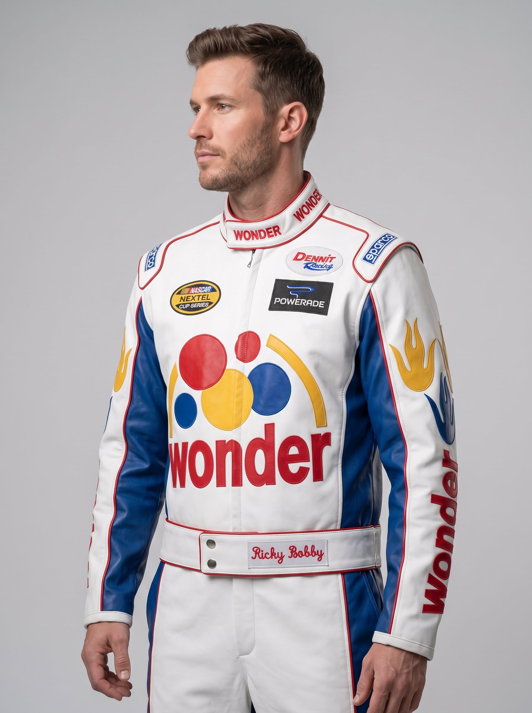 Ricky Bobby Inspired Racing Jacket – Premium Men's Motorsport Style Leather Jacket