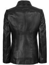 Marsha Women's Leather Black Car Coat