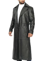 Jackson Men's Black Leather Long Duster Coat