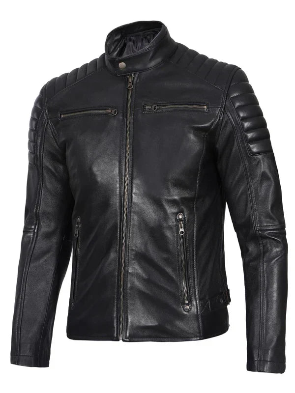 Felix Men's Black Biker Style Leather Jacket