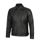 Reeves Men's Vintage Black Harrington Leather Jacket