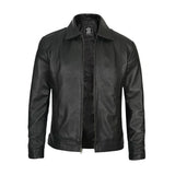 Reeves Men's Vintage Black Harrington Leather Jacket