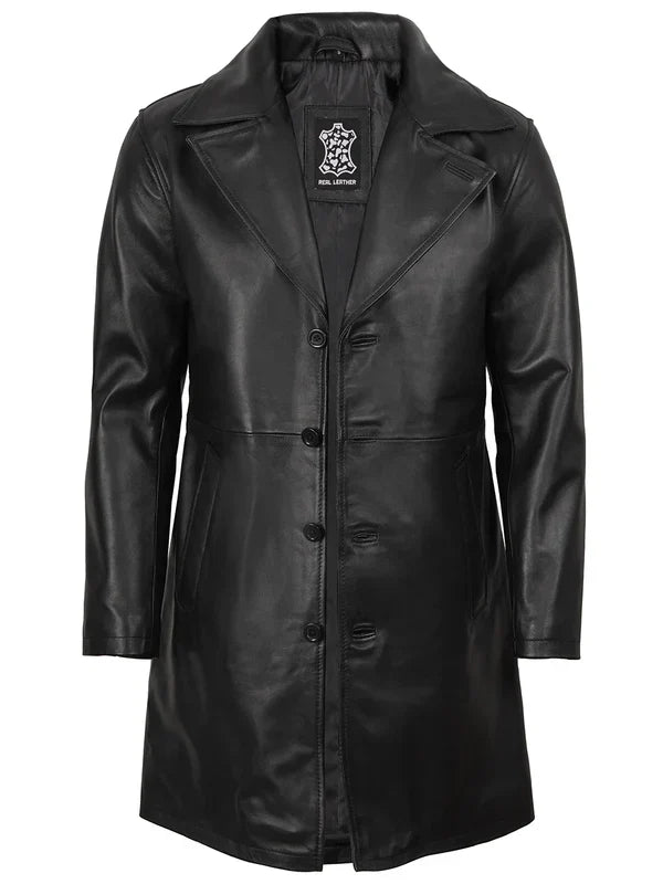 Jackson Men's Black 3/4 Length Real Leather Car Coat