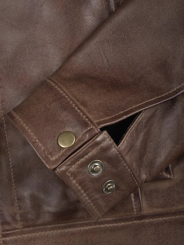 Mens Chocolate Brown Harrington Leather Jacket