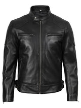 Men's Black Cafe Racer Leather Jacket