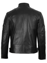 Men's Black Cafe Racer Leather Jacket