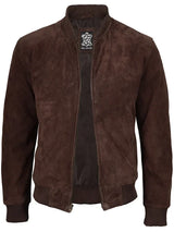 Adamsville Mens Dark Brown Suede Bomber Jacket
