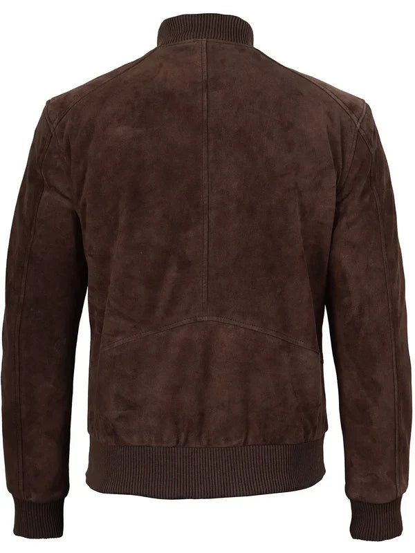 Adamsville Mens Dark Brown Suede Bomber Jacket