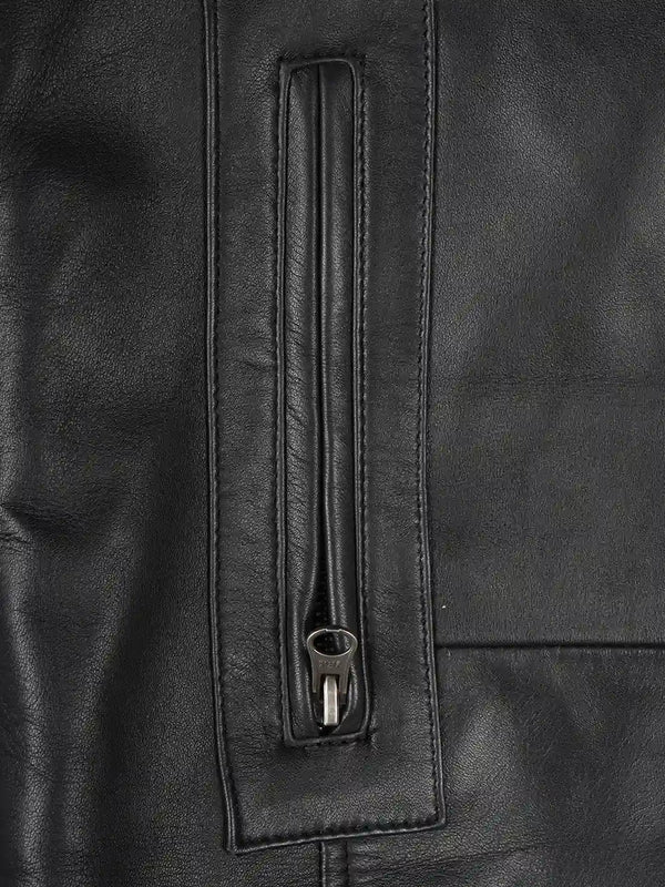 Bristol Men's Black Leather Car Coat