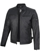 Mens Matte Black Biker Style Real Leather Jacket