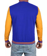 Men’s Royal Blue Baseball Jacket – Yellow Sleeve Varsity Bomber