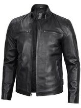 Vermont Men's Black Biker Style Leather Jacket