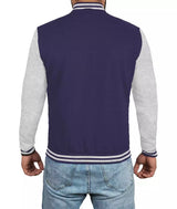 Navy Blue Varsity Jacket – Grey Sleeve Baseball Style Bomber
