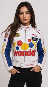 Ricky Bobby Inspired Racing Jacket – Premium Women's Motorsport Style Leather Jacket